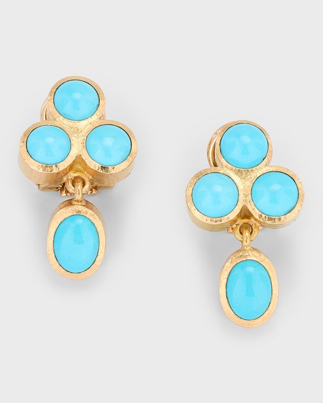 19k Yellow Gold Sleeping Beauty Turquoise Earrings